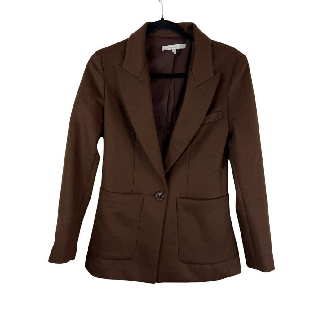 Naked Cashmere 100% Wool Peak Collar Single Breasted Blazer Jacket Brown Size Xs